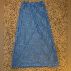 Urban Outfitters Sheer Blue Lace Maxi Skirt | Size Medium